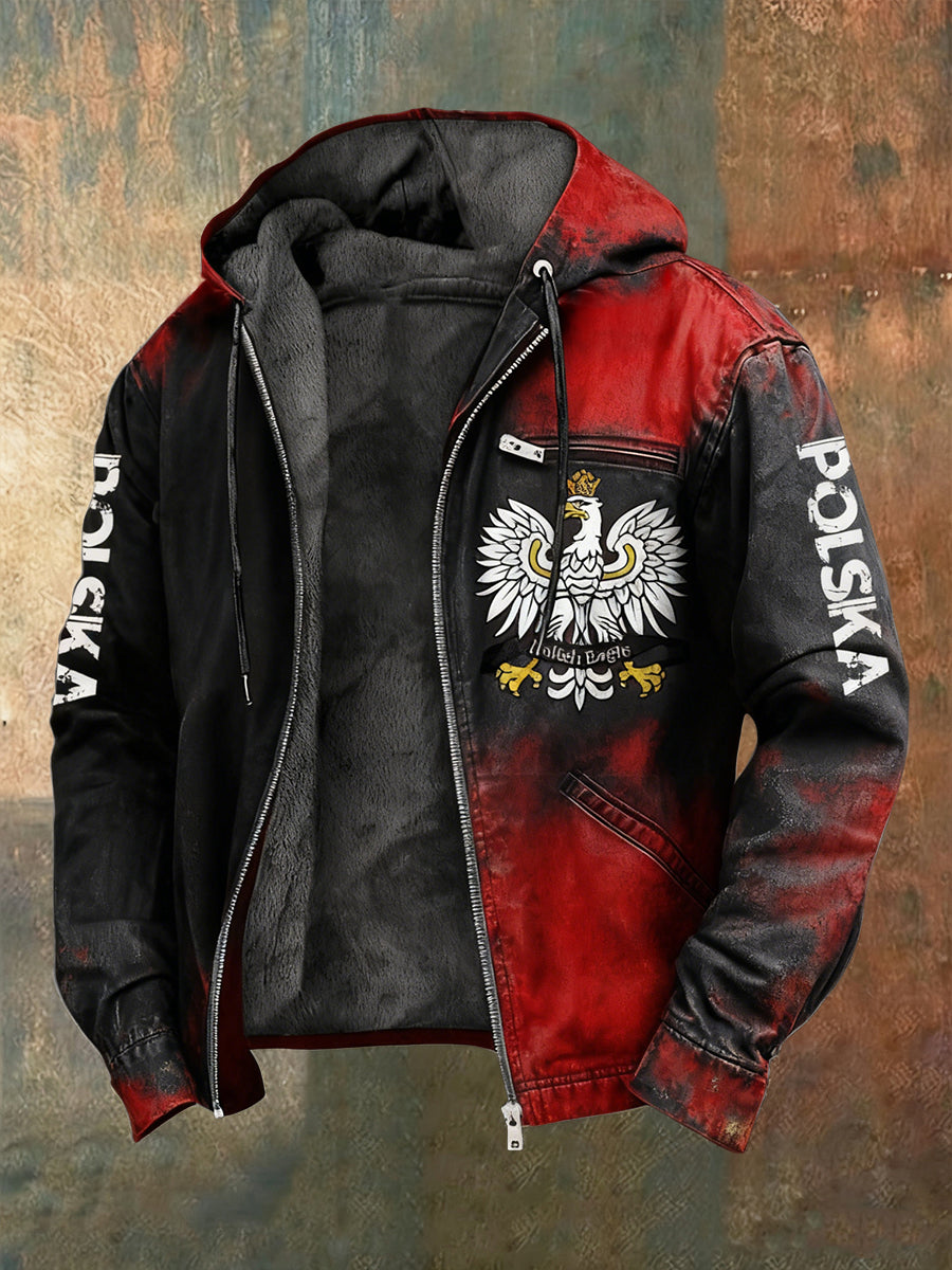 Kurtka z kapturem z polarową podszetką Retro Polish Eagle Patriot
