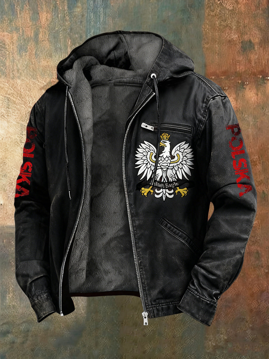 Kurtka z kapturem z polarową podszetką Retro Polish Eagle Patriot