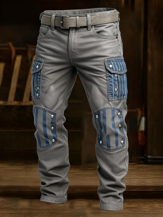 Męskie spodnie robocze retro styl biznesowy na co dzień