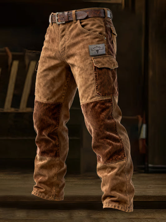 Męskie spodnie robocze retro styl biznesowy na co dzień