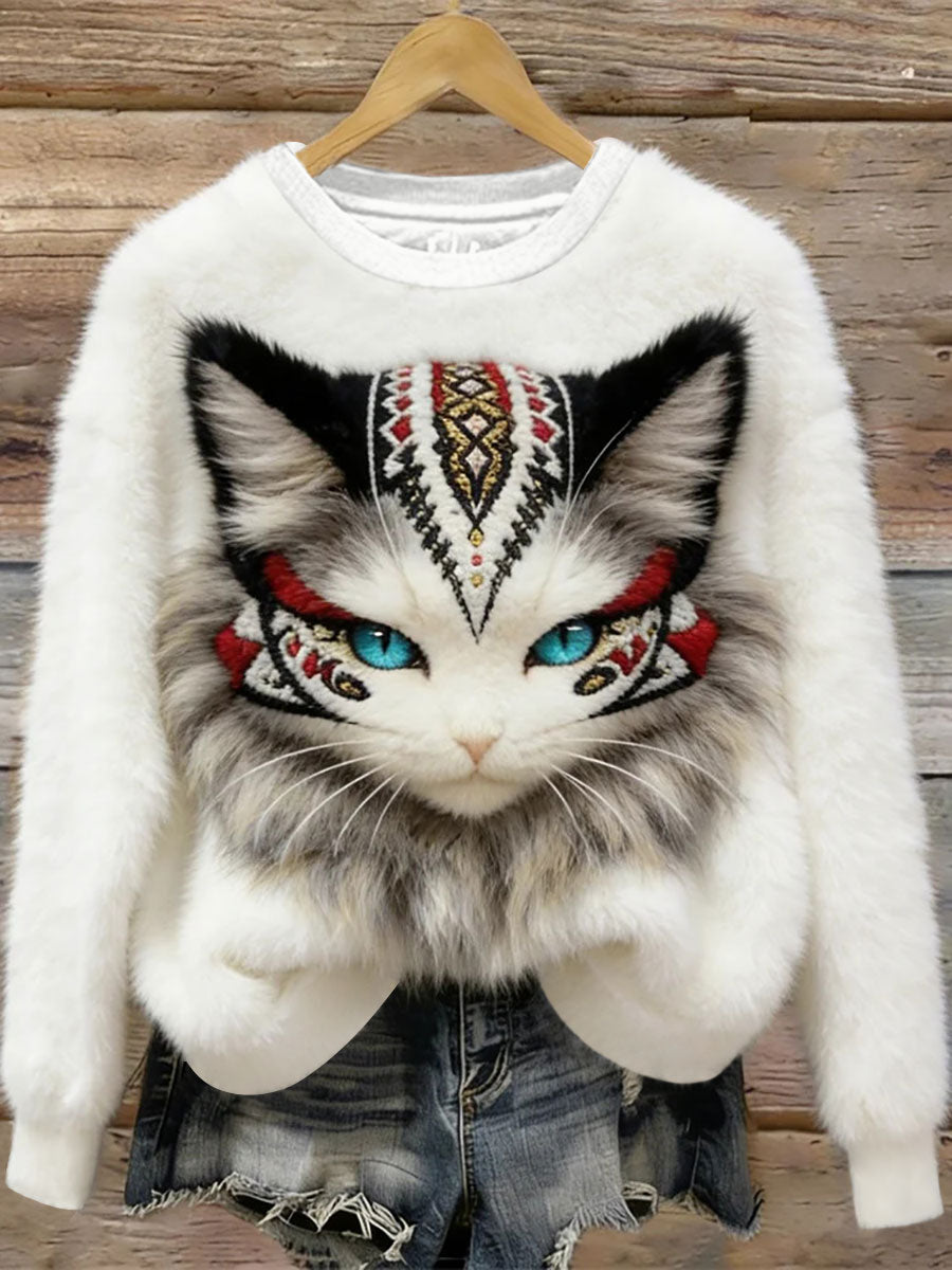 Damska bluza z nadrukiem Cat Art