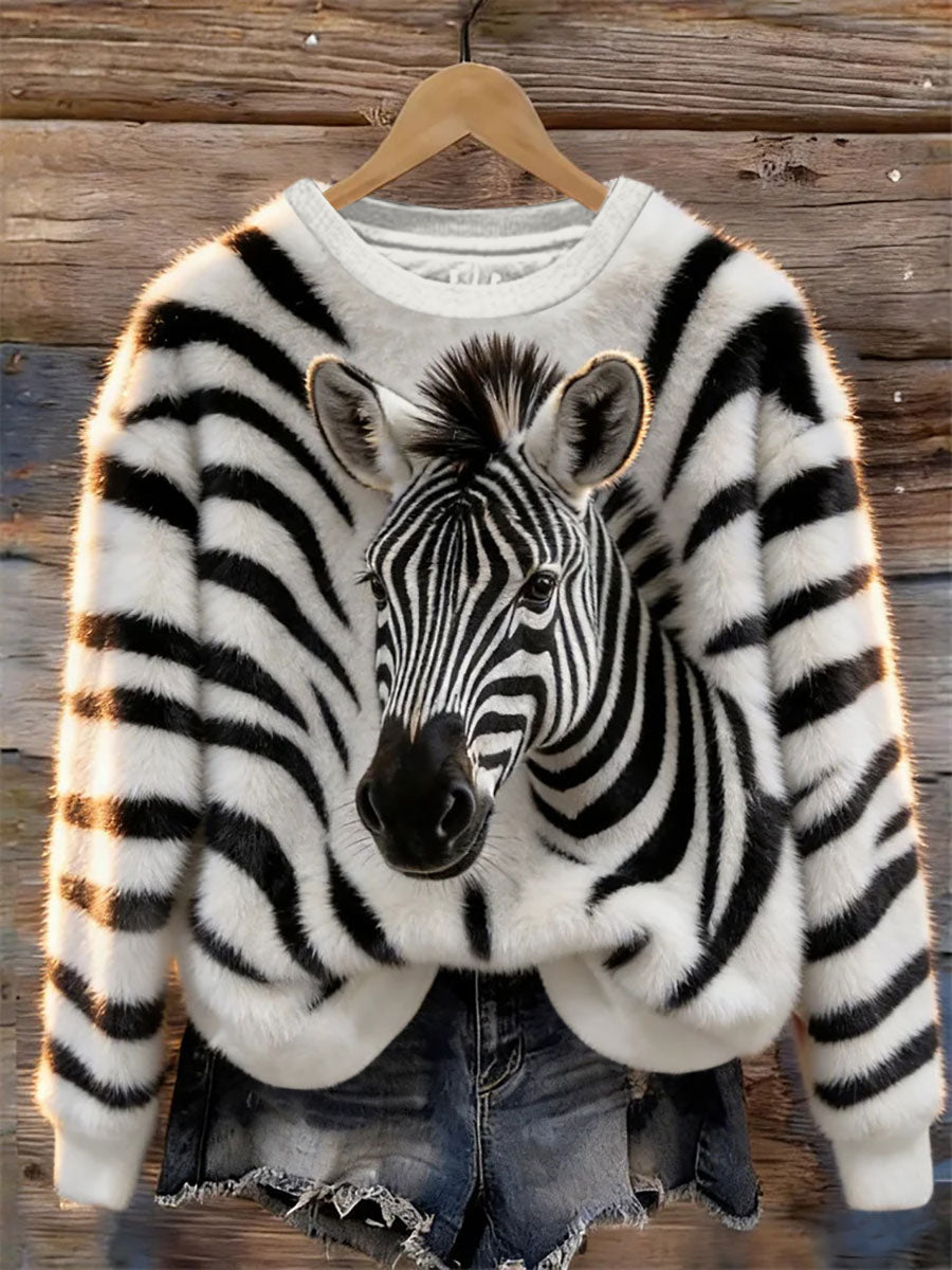 Damska bluza z nadrukiem w stylu zebra