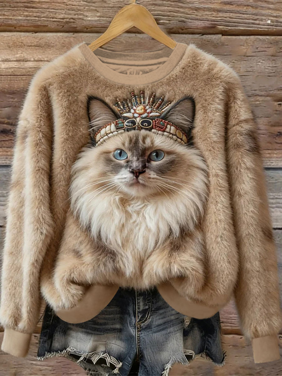 Damska bluza z nadrukiem Cat Art