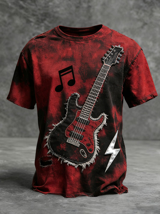 Retro Polski Rock Spirit Abstrakcyjny Tie-Barwnik Casual T-Shirt