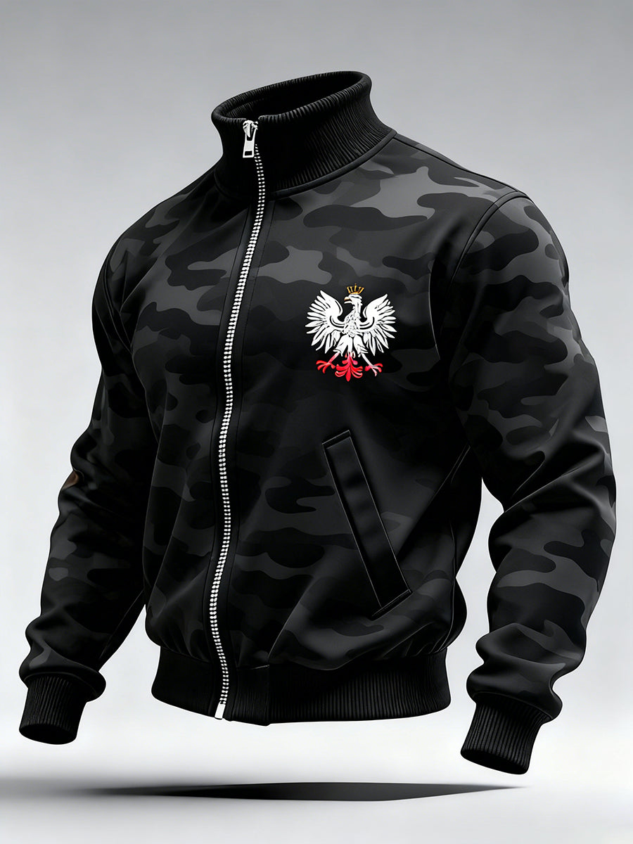 Męski Vintage Polski Art Print Casual I Wygodna Kurtka