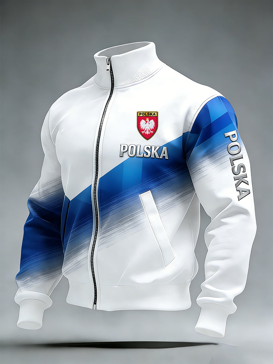 Męski Vintage Polski Art Print Casual I Wygodna Kurtka