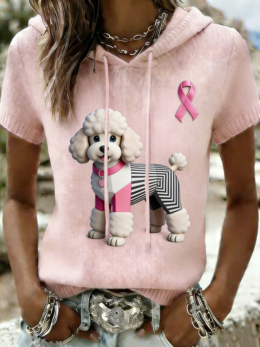 Damska koszulka z kapturem Świadomość raka piersi w stylu retro