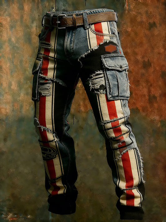 Męskie spodnie robocze retro styl biznesowy na co dzień