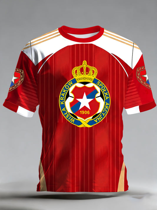 Męska polska Wisła Kraków Piłka nożna Cheer Print Fan T-Shirt
