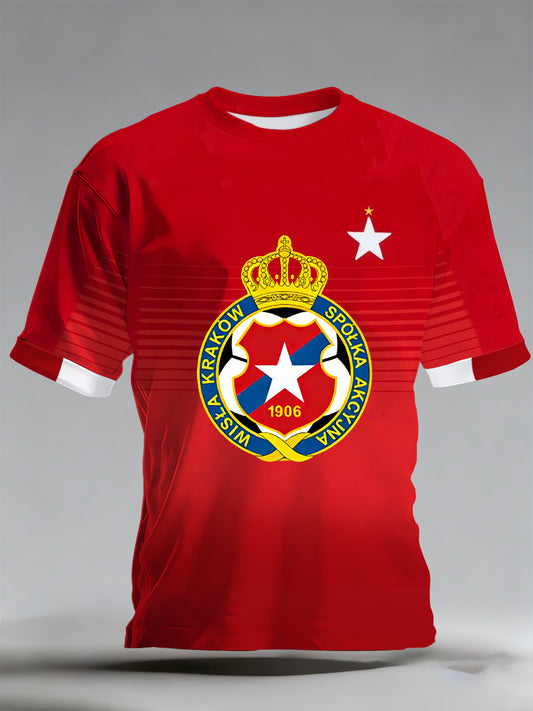 Męska polska Wisła Kraków Piłka nożna Cheer Print Fan T-Shirt