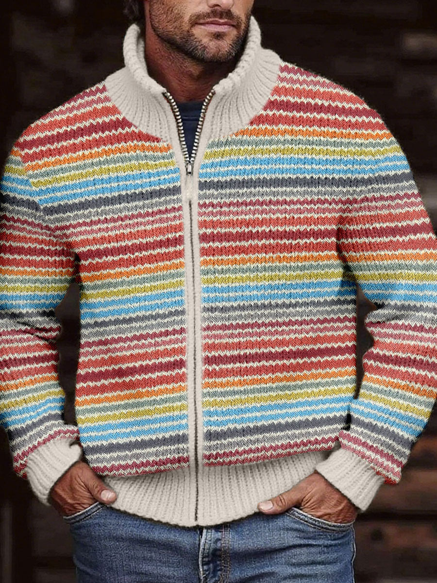 Męskie jesienne i zimowe kurtki z nadrukiem w paski