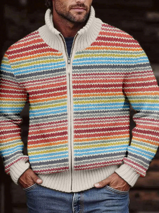 Męskie jesienne i zimowe kurtki z nadrukiem w paski