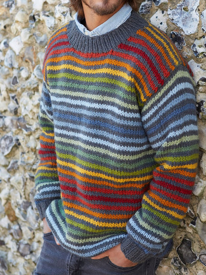 Męskie jesienne i zimowe topy w paski