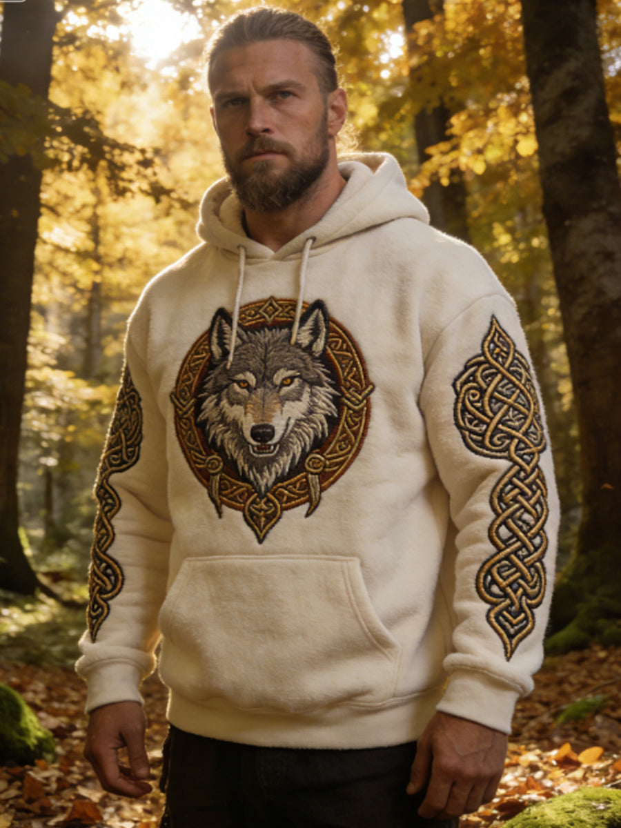 Męska bluza z kapturem z kapturem celtyckiego wilka celtyckiego na co dzień