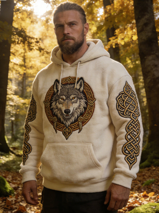 Męska bluza z kapturem z kapturem celtyckiego wilka celtyckiego na co dzień