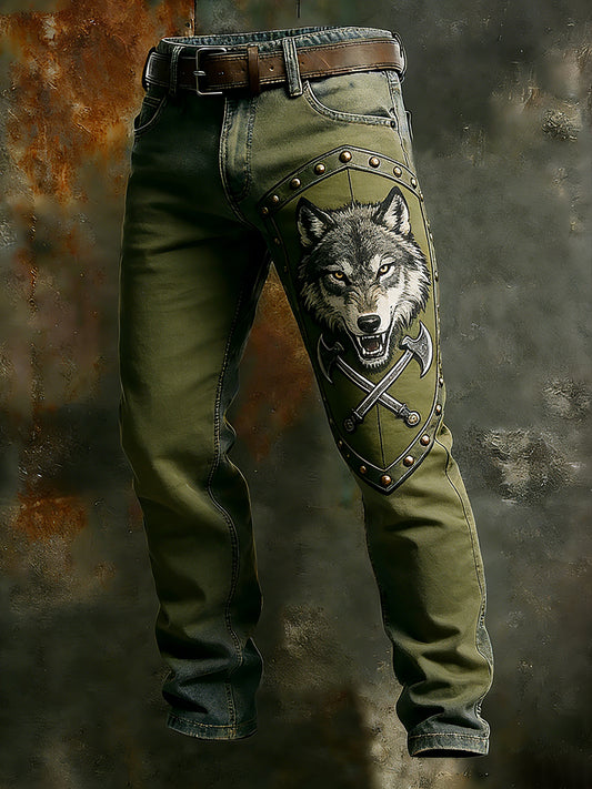 Męskie spodnie robocze retro styl biznesowy na co dzień