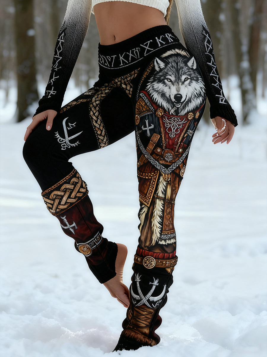 Damskie Retro Viking Celtic Art Wzór Atletyczne Stretch Legginsy