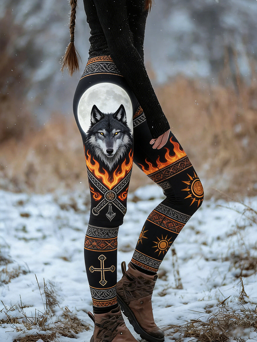 Damskie Retro Viking Celtic Art Wzór Atletyczne Stretch Legginsy