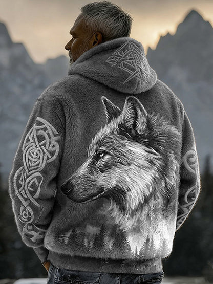 Męska flanelowa bluza z kapturem Viking