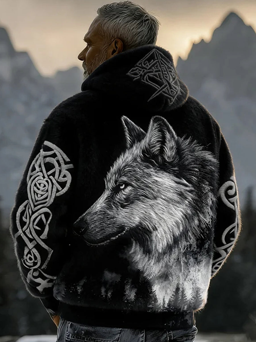 Męska flanelowa bluza z kapturem Viking