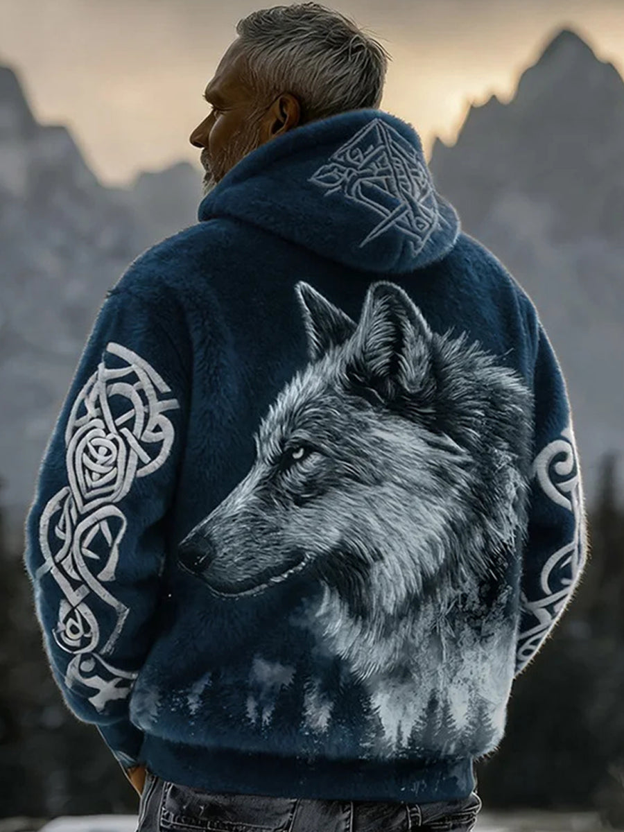 Męska flanelowa bluza z kapturem Viking