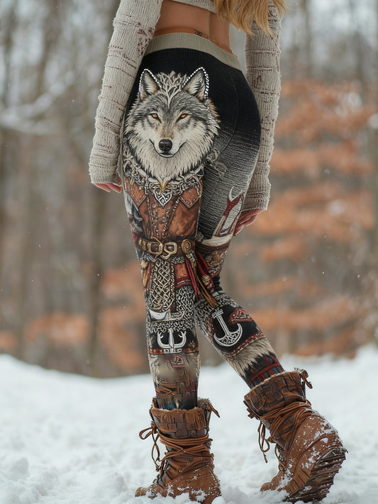 Damskie Retro Viking Celtic Art Wzór Atletyczne Stretch Legginsy