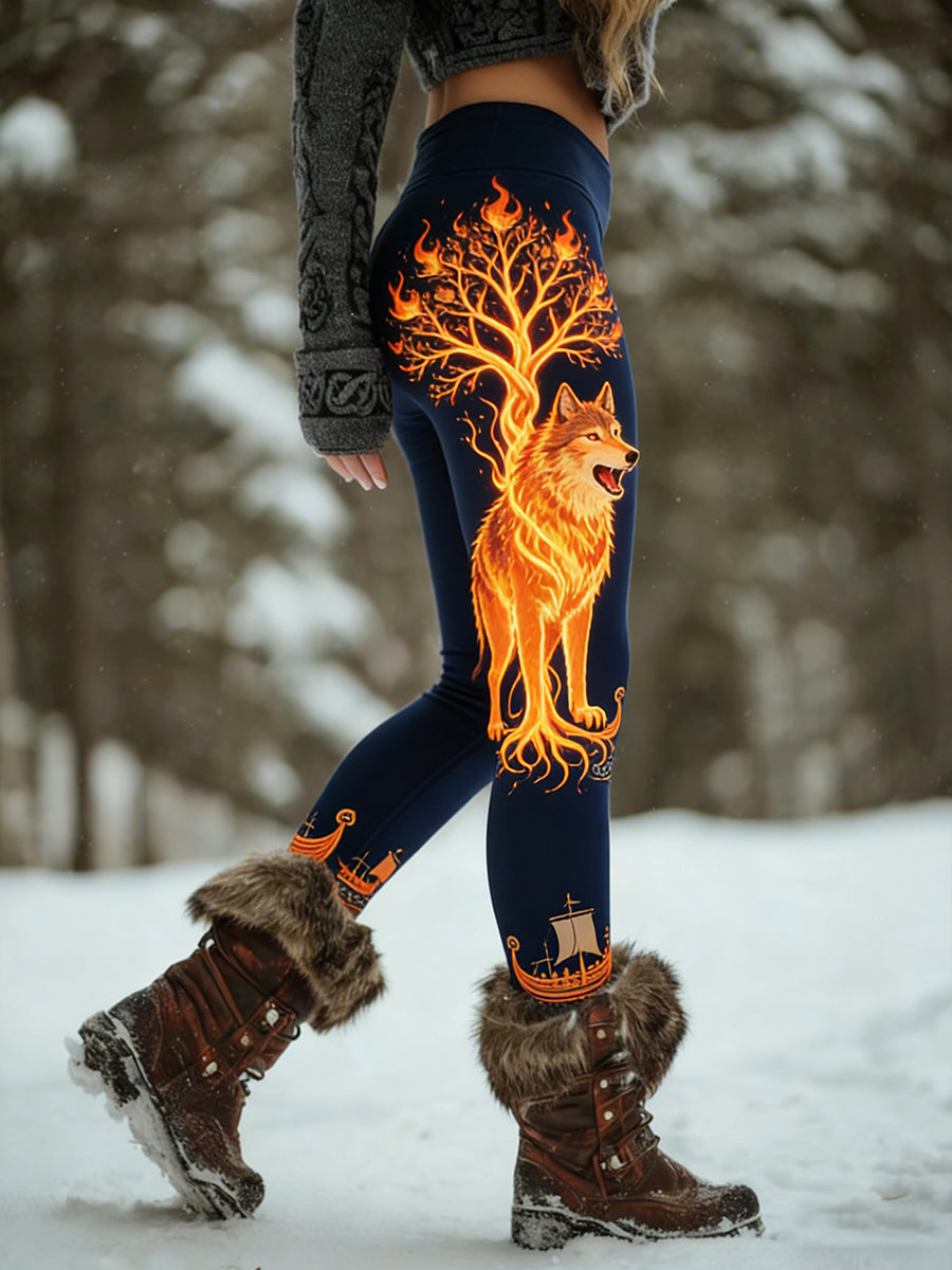 Damskie Retro Viking Celtic Art Wzór Atletyczne Stretch Legginsy