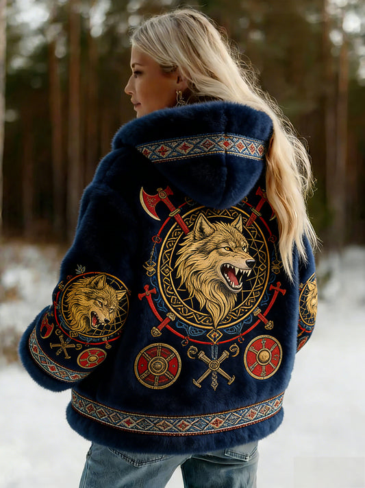 Damska kurtka z flanelowym wzorem Viking w stylu celtyckim w stylu vintage