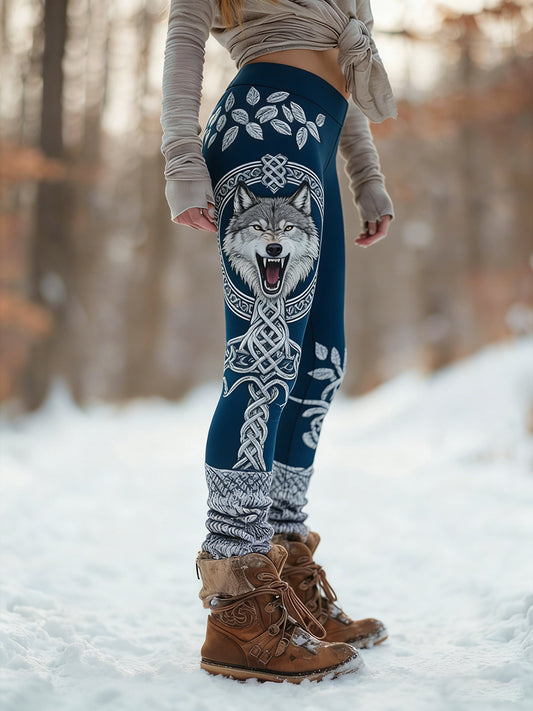 Damskie Retro Viking Celtic Art Wzór Atletyczne Stretch Legginsy