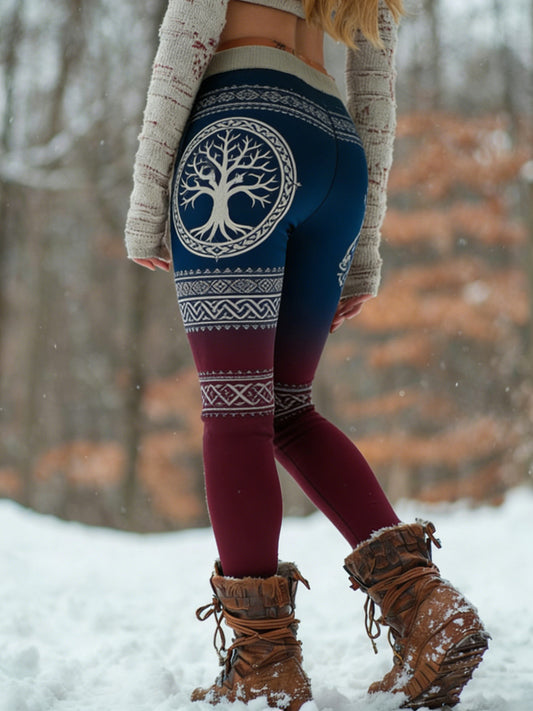 Damskie Retro Viking Celtic Art Wzór Atletyczne Stretch Legginsy