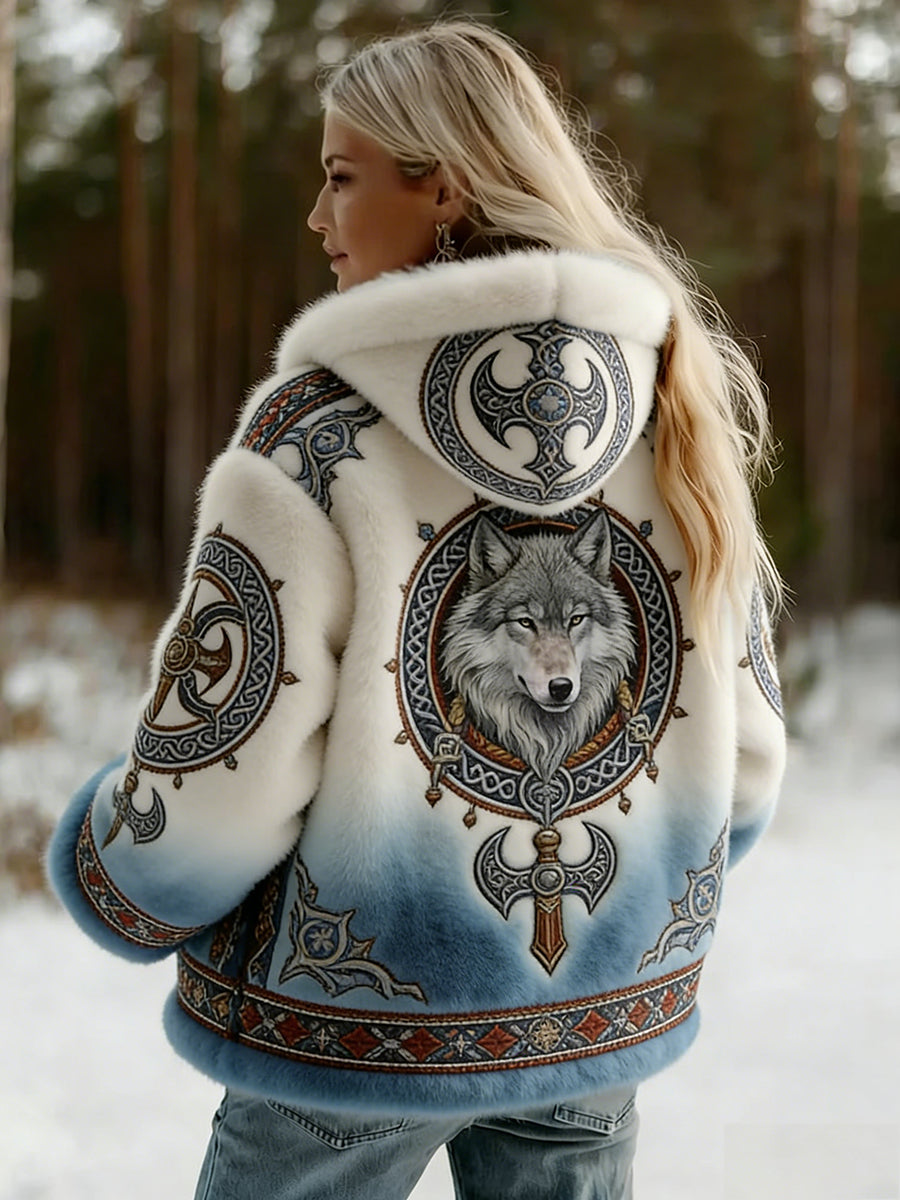 Damska kurtka z flanelowym wzorem Viking w stylu celtyckim w stylu vintage