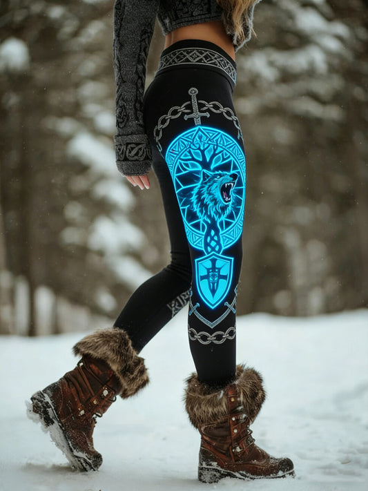 Damskie Retro Viking Celtic Art Wzór Atletyczne Stretch Legginsy