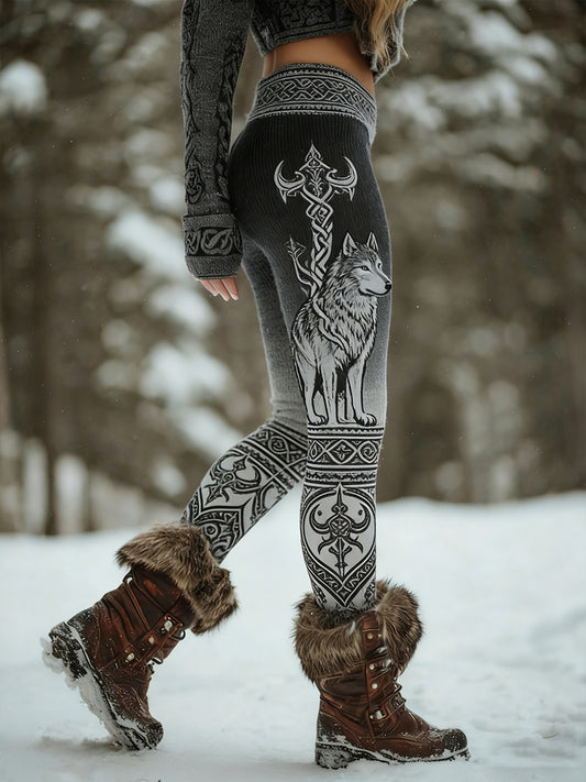 Damskie Retro Viking Celtic Art Wzór Atletyczne Stretch Legginsy