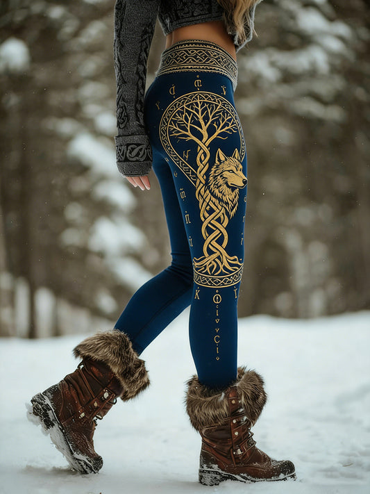 Damskie Retro Viking Celtic Art Wzór Atletyczne Stretch Legginsy