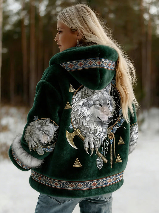 Damska kurtka z flanelowym wzorem Viking w stylu celtyckim w stylu vintage