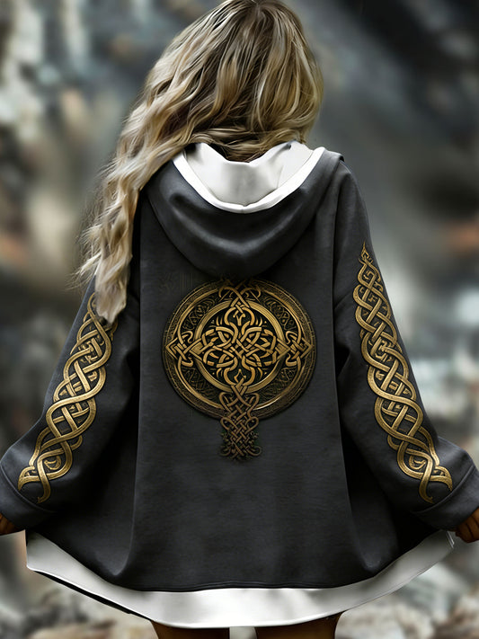 Damska kurtka z kapturem w stylu vintage z krzyżem