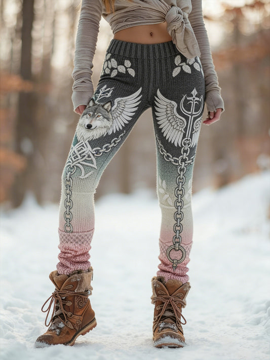 Damskie Retro Viking Celtic Art Wzór Atletyczne Stretch Legginsy