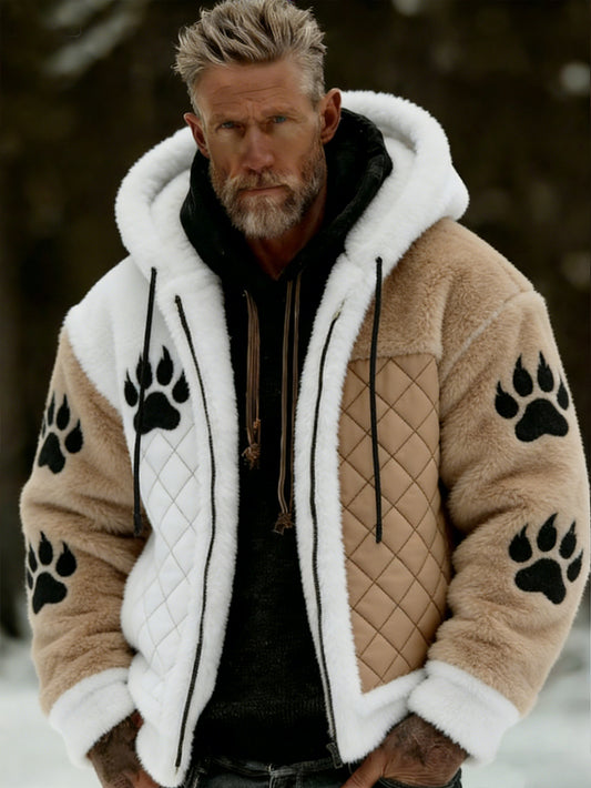 Męskie Retro Viking Wolf Totem Flanelowa ciepła bluza z kapturem w stylu celtyckim