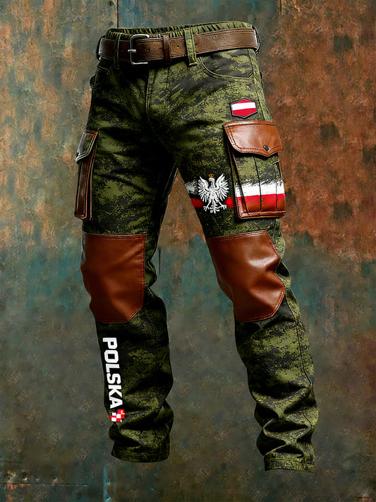 Męskie spodnie robocze retro styl biznesowy na co dzień