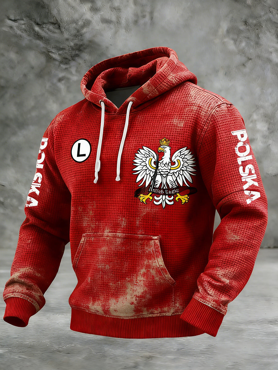 Męska Vintage Polski Art Print Casual I Wygodna Bluza