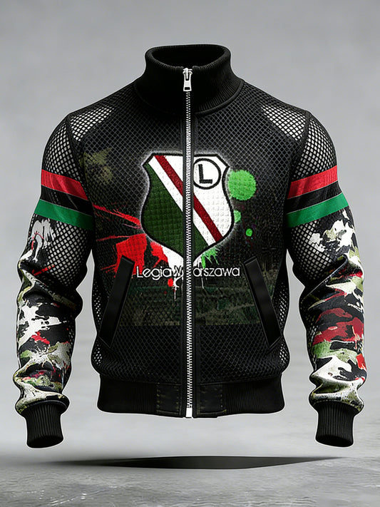 Męski Vintage Polski Art Print Casual I Wygodna Kurtka