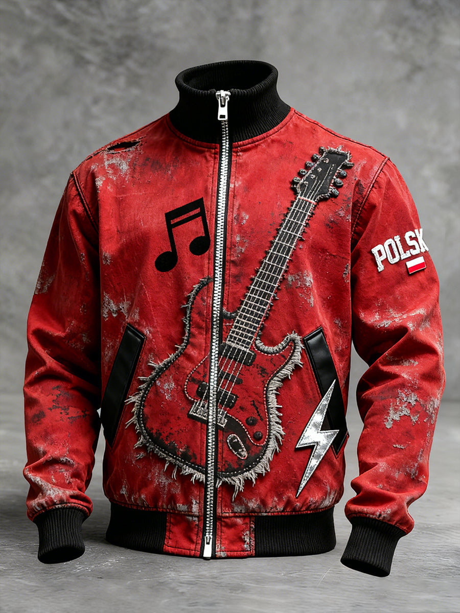 Męski Vintage Polski Art Print Casual I Wygodna Kurtka