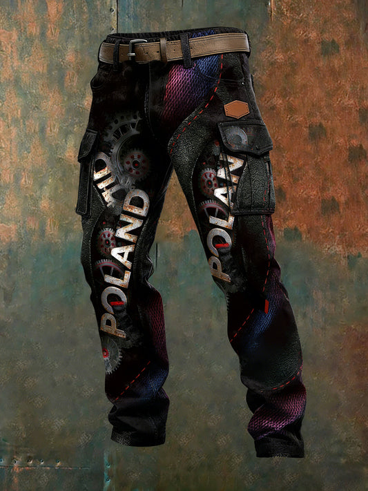 Męskie spodnie robocze retro styl biznesowy na co dzień