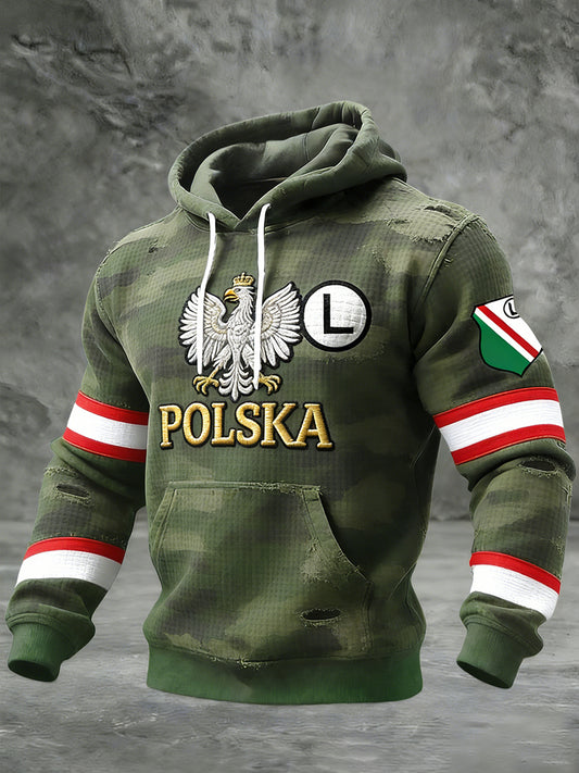 Męska Vintage Polski Art Print Casual I Wygodna Bluza