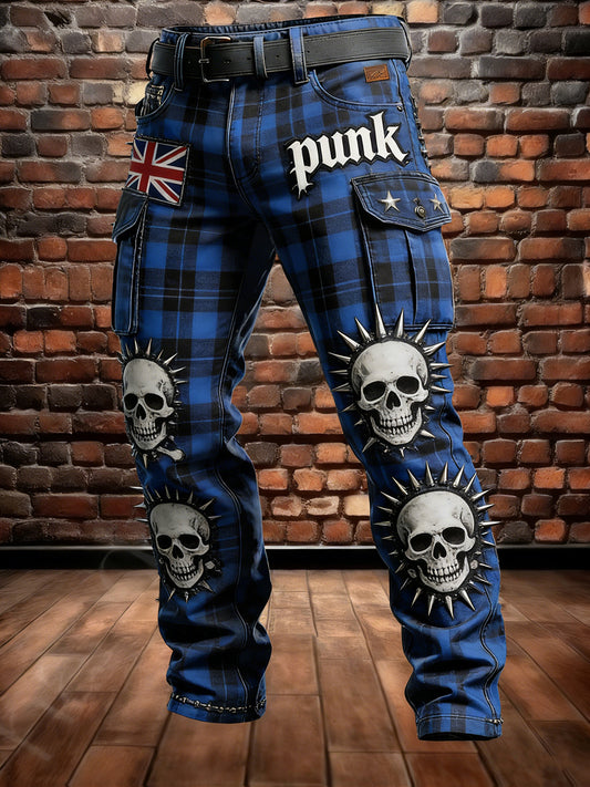 Męskie Retro Wakacje Biznesowe Punk Czaszka Nadruk Art Casual Spodnie Robocze