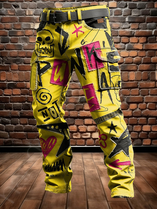 Męskie Retro Wakacje Biznesowe Punk Art Nadruk Spodnie Odzież Robocza