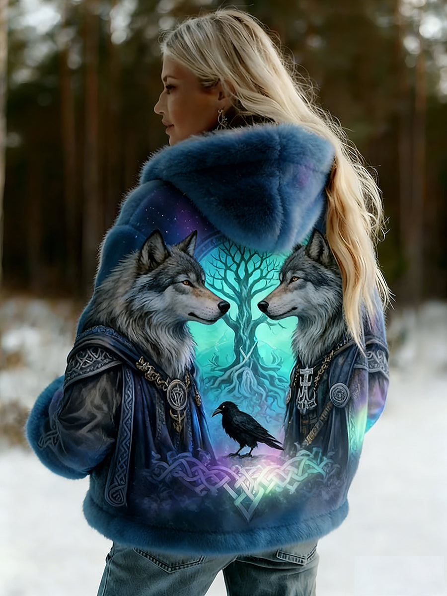 Damska kurtka z flanelowym wzorem Viking w stylu celtyckim w stylu vintage