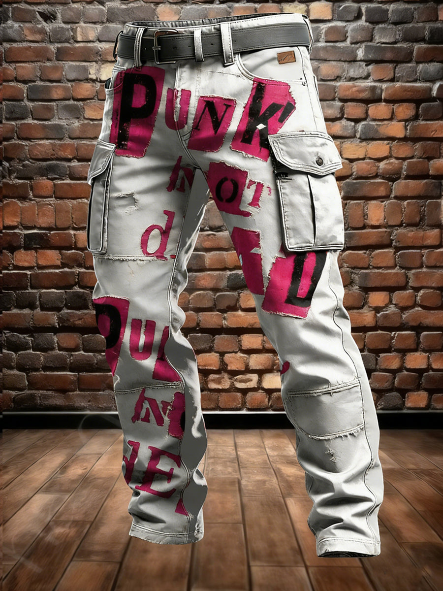 Męskie Retro Wakacje Biznesowe Punk Art Nadruk Spodnie Odzież Robocza
