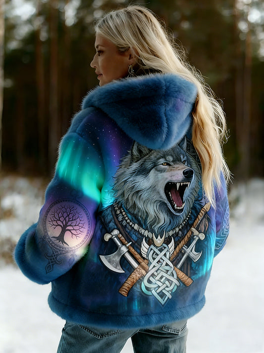 Damska kurtka z flanelowym wzorem Viking w stylu celtyckim w stylu vintage