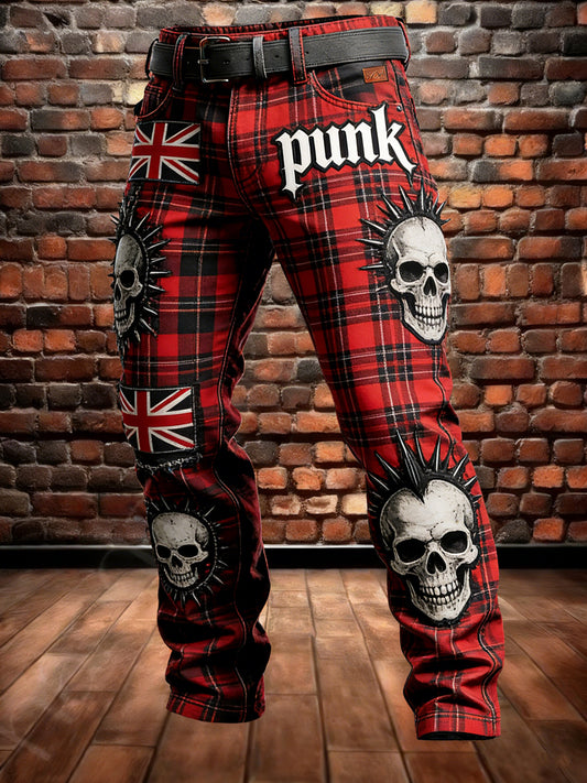 Męskie Retro Wakacje Biznesowe Punk Czaszka Nadruk Art Casual Spodnie Robocze
